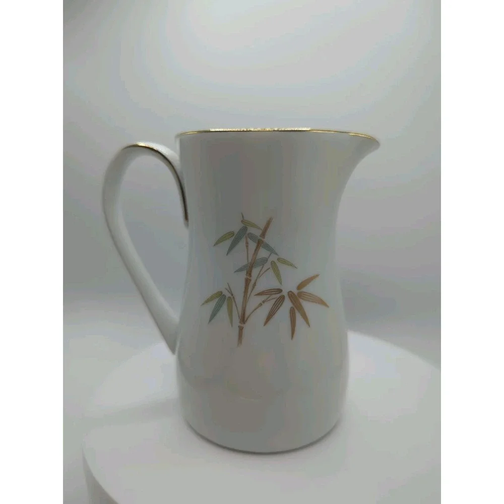 Vintage Noritake Oriental Bamboo Creamer Pitcher 6341 Mid Century Japan White
